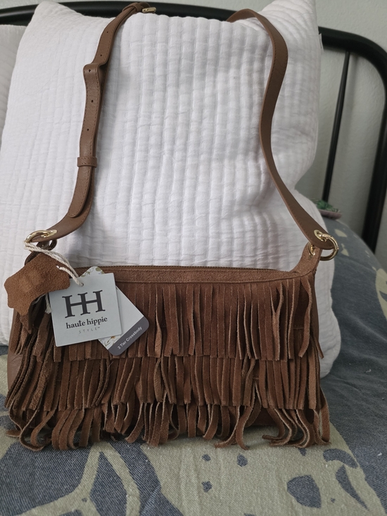 Haute Hippie Handbags - Haute Hippie Chestnut Brown Suede Fringe Shoulder Bag